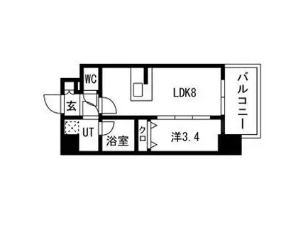 エスリードレジデンス大阪福島シティスクエア(1LDK/4階)の間取り写真
