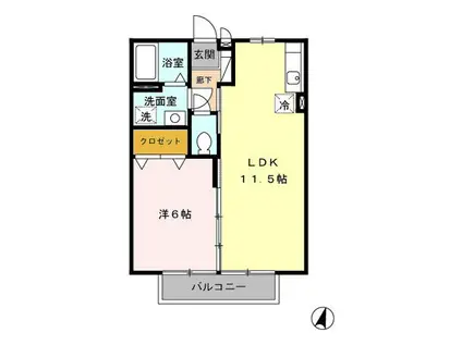 サンライズI番館(1LDK/2階)の間取り写真