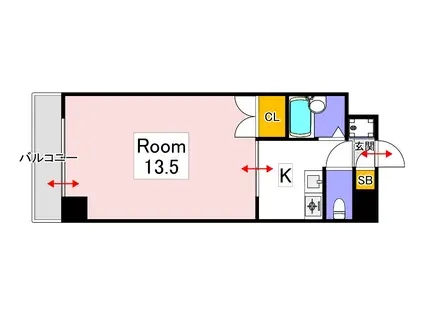 ジェントリィ蕃山(1K/5階)の間取り写真