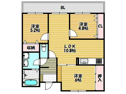 ボヌール21(3LDK/3階)の間取り写真