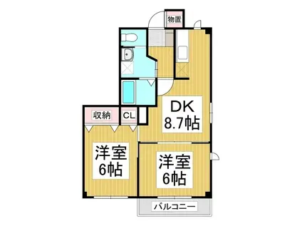 ホリデイインアップル(2DK/1階)の間取り写真