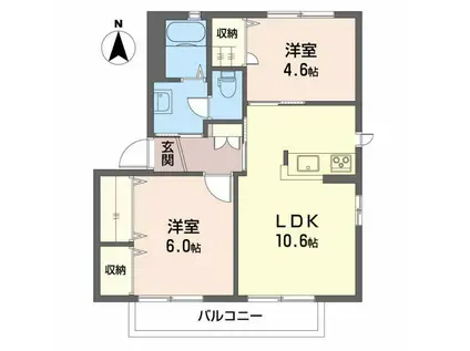 バリュージュ えみれい(2LDK/2階)の間取り写真