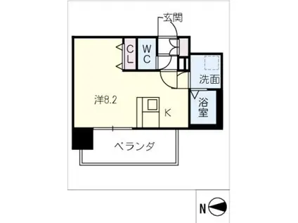 SHOKEN RESIDENCE名古屋 太閤通(ワンルーム/15階)の間取り写真