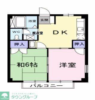 グリーンヒルズ(2DK/1階)の間取り写真