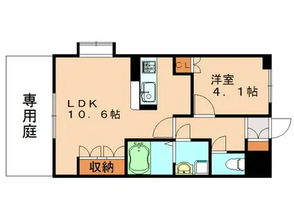 ウルノアパートメントハウス796(1LDK/1階)の間取り写真