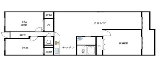 花の北ハイツA棟(3LDK/5階)の間取り写真