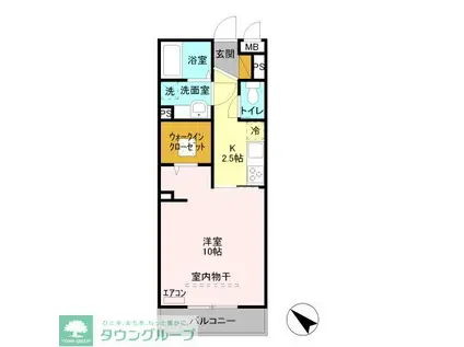 イルソーレ吉川美南 ブル(1K/1階)の間取り写真