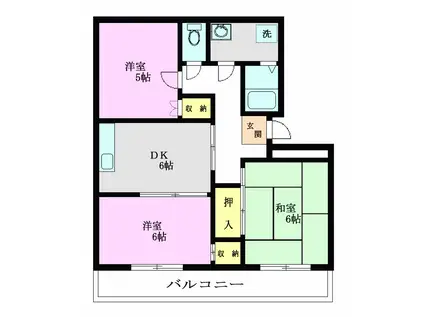 サンライズ根岸台(3DK/1階)の間取り写真