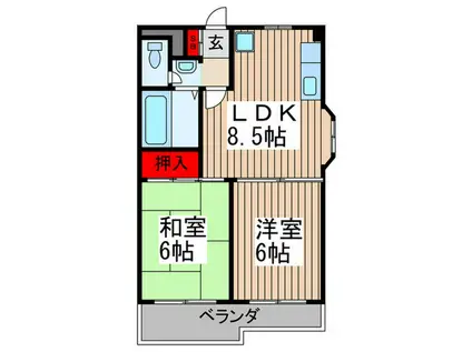 サンハイツ石田(2LDK/5階)の間取り写真