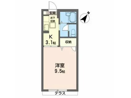 さくらそう(1K/1階)の間取り写真
