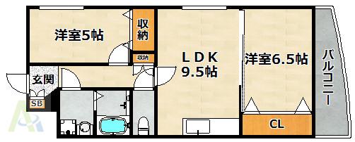 RELIEF片山町(2LDK/3階)の間取り写真