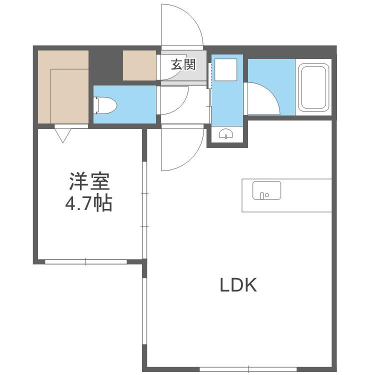 カレラ学園前(1LDK/2階)の間取り写真
