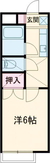 ソレアード六丁目(1K/2階)の間取り写真