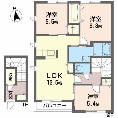 メゾンドール(3LDK/2階)の間取り写真