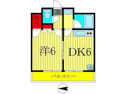三宏ビル(1DK/4階)の間取り写真