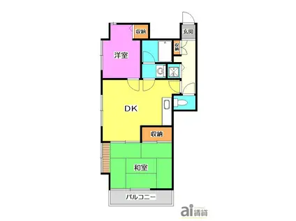 ライオンズマンション狭山第2(2DK/1階)の間取り写真