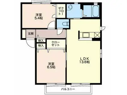 ピアグリーン(2LDK/2階)の間取り写真