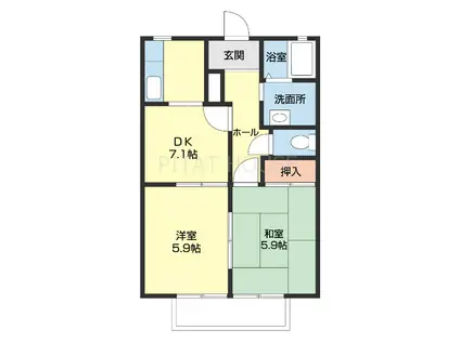 ハイツ萩(2DK/2階)の間取り写真