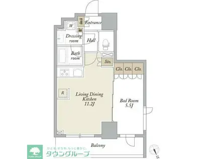 プライマル浅草言問通(1LDK/9階)の間取り写真