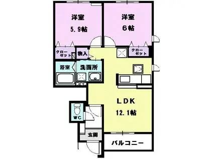 TSメゾン II(2LDK/1階)の間取り写真