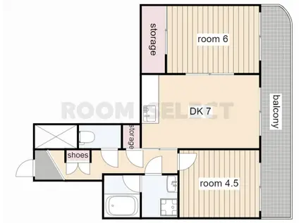 ウイステリア堀田(2DK/7階)の間取り写真