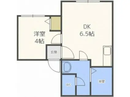 FLAT・J白石本通B棟(1LDK/1階)の間取り写真