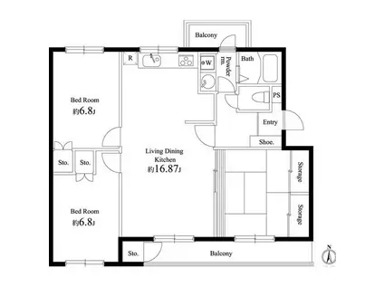 PARK SQUARE早稲田(3LDK/3階)の間取り写真