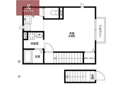 アムールBRILLER(1K/2階)の間取り写真