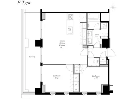 MINAMIAZABU ノース ミナミアザブノース(2LDK/13階)の間取り写真
