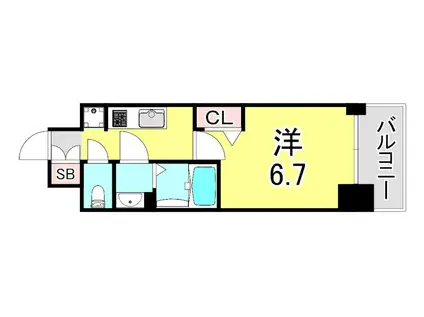 プレサンス ハーバーランド アンド・シー(1K/2階)の間取り写真