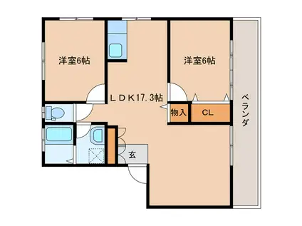 CASA DEL SOLE(2LDK/2階)の間取り写真