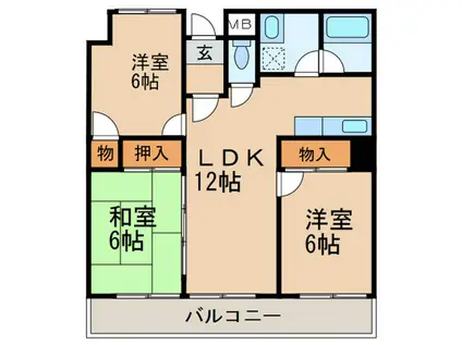 フォンティーヌナウ(3LDK/2階)の間取り写真