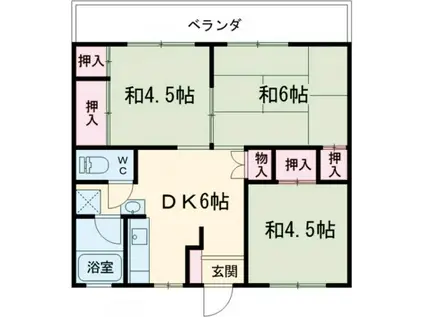 浜町マンション(3DK/2階)の間取り写真