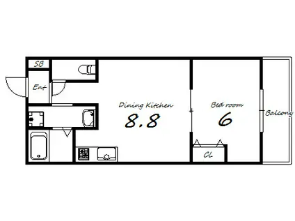 リーフビル(1LDK/3階)の間取り写真