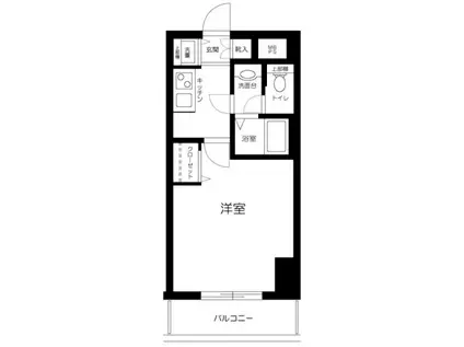 メゾン・ド・ヴィレ 日本橋浜町(1K/4階)の間取り写真