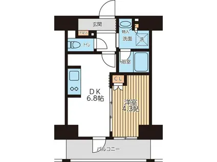 CITY LUX TOBE(1DK/6階)の間取り写真