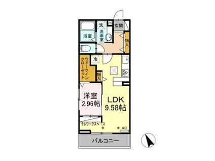 K TOWN津新町(1LDK/1階)の間取り写真