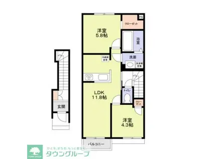 足立区六木3丁目計画(2LDK/2階)の間取り写真