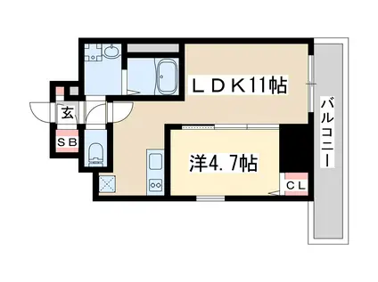 トパーズ江坂(1LDK/3階)の間取り写真