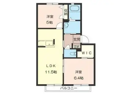 エスポワールI(2LDK/2階)の間取り写真
