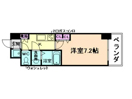 レジュールアッシュ梅田レジデンス(1K/8階)の間取り写真