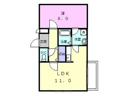 ル・モンド吉備(1LDK/1階)の間取り写真