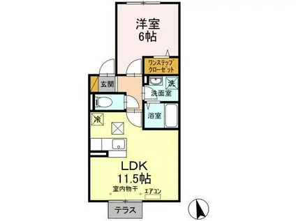 セレーノ西船(1LDK/1階)の間取り写真