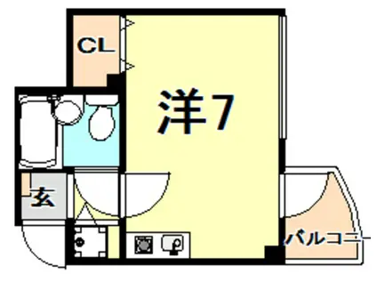 ダンディライオン西宮Ⅱ(ワンルーム/4階)の間取り写真