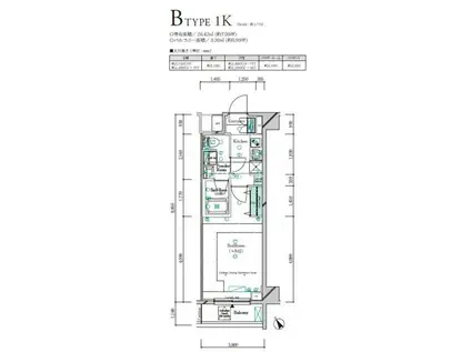 ガリシア四ツ木テラス(1K/1階)の間取り写真