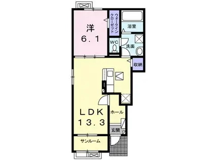 プルメリア(1LDK/1階)の間取り写真