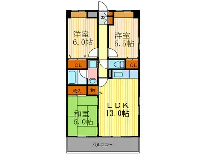 アドミラブール長岡京(3LDK/3階)の間取り写真