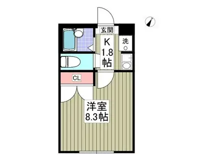 ブランドール北之幸谷3(1K/1階)の間取り写真
