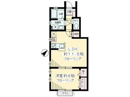 ビオトープ桜丘(1LDK/1階)の間取り写真