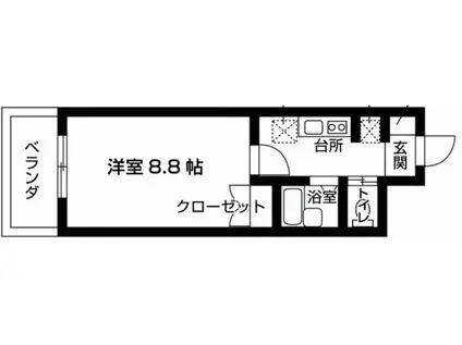 新百合グリーンハウス(1K/B1階)の間取り写真